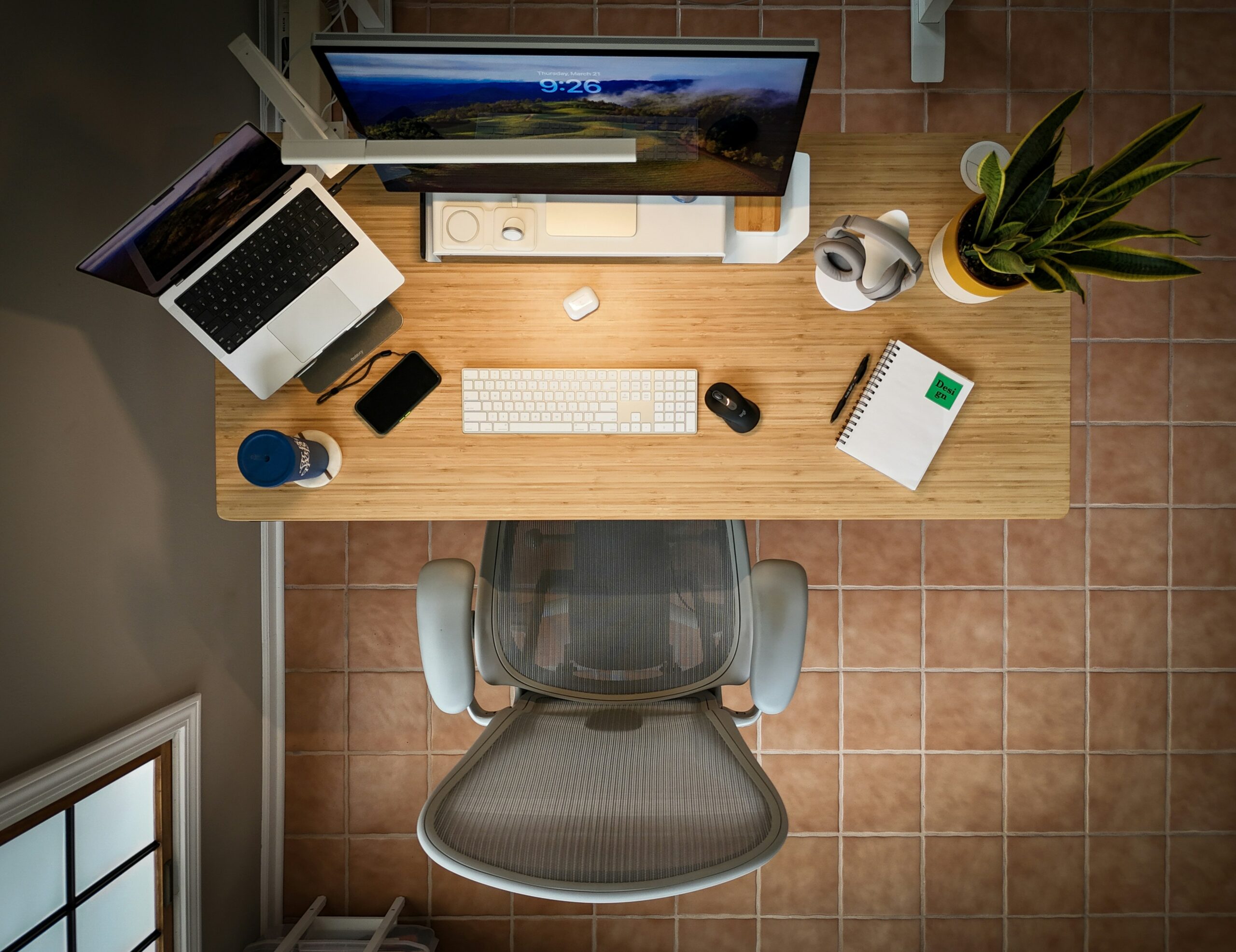 overhead picture of a home office