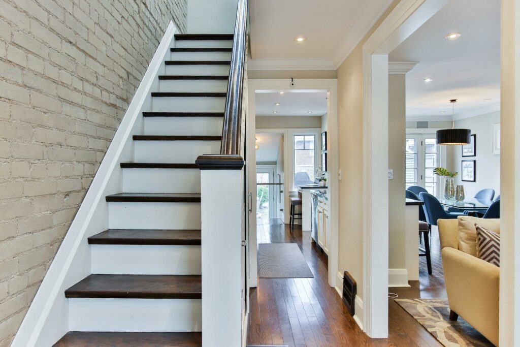 staircase with a pantry underneath