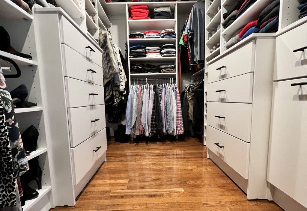 corner with custom closet solution installed by Renuity