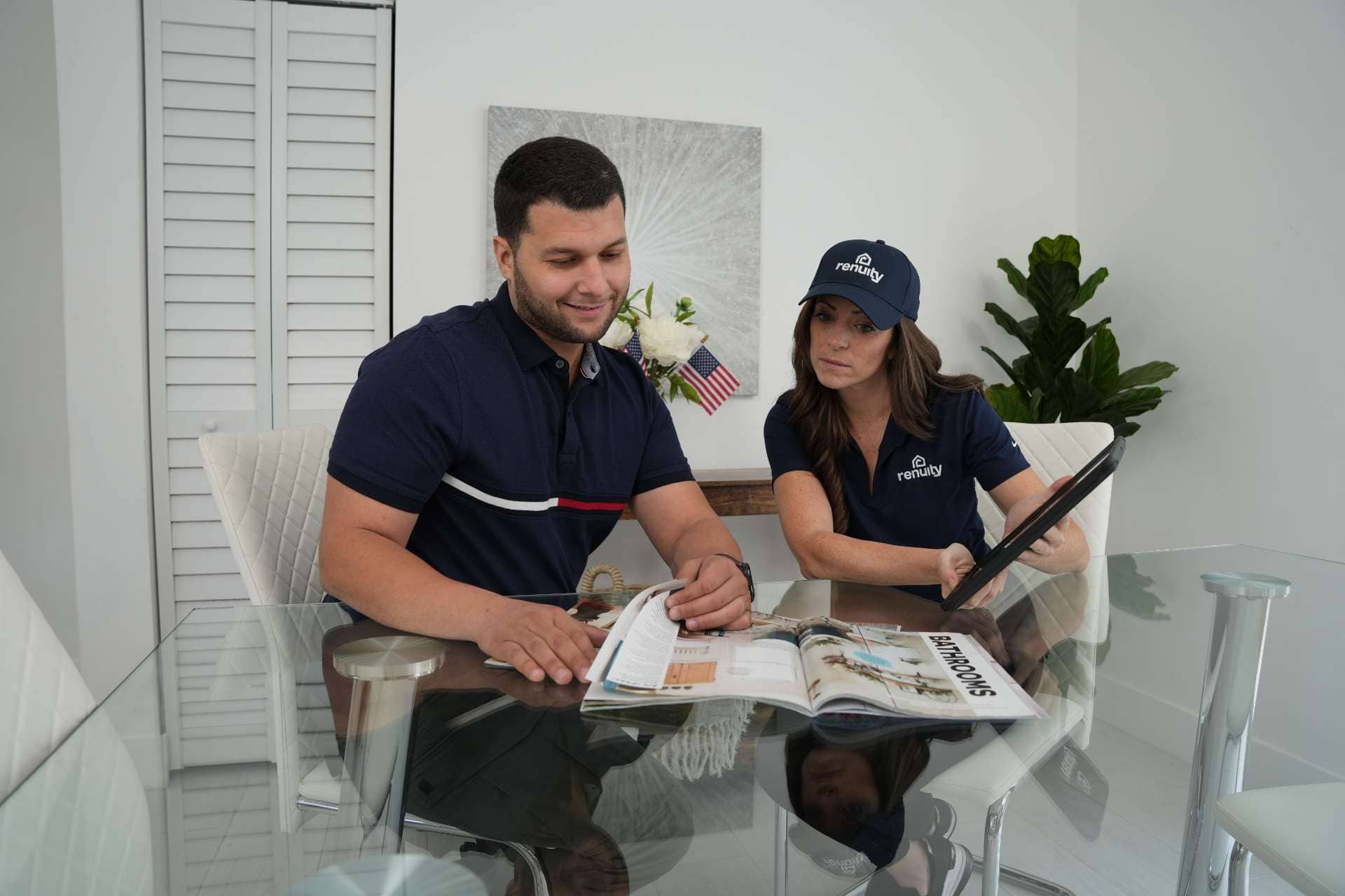 Renuity sales rep with a customer