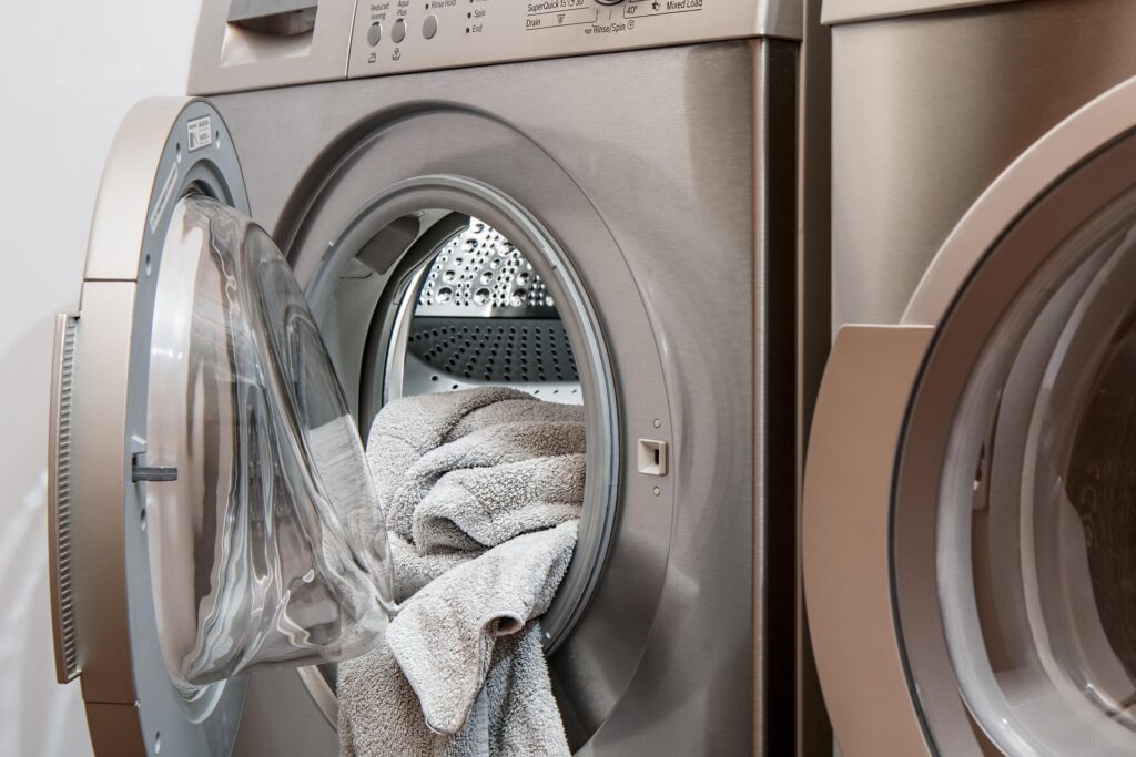 washing machine in a closet