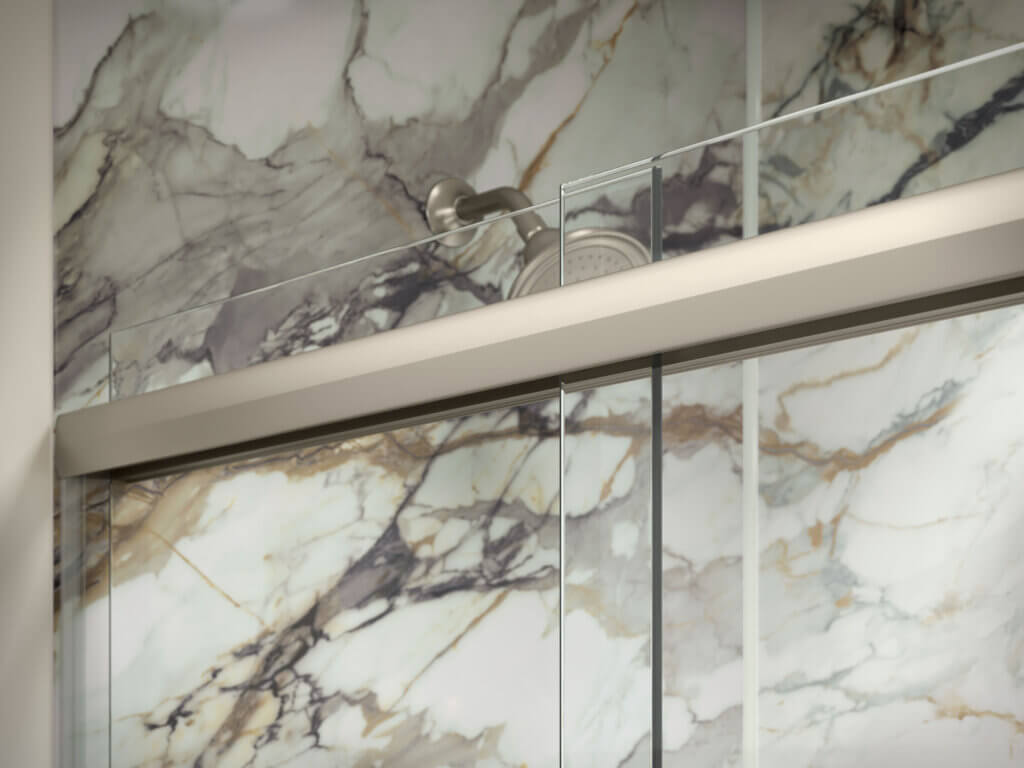 semi-frameless KOHLER LuxStone shower door