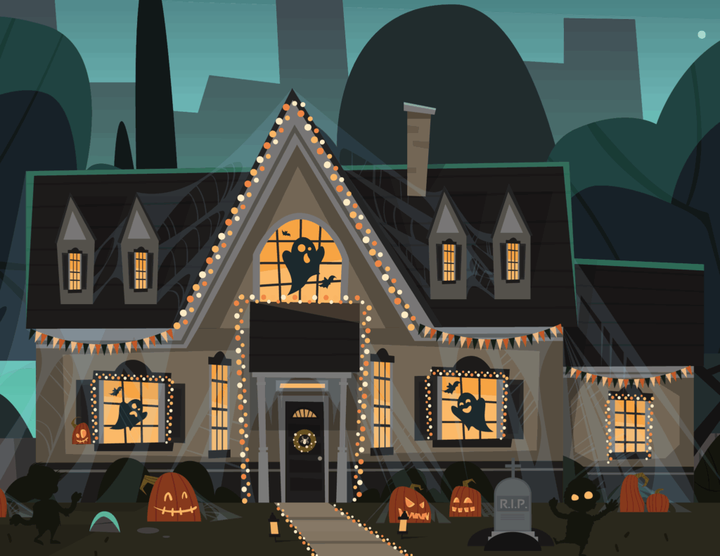 A header image for a blog about Americans’ Halloween decoration habits.